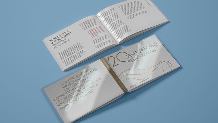 nascent altagamma editorial publication design osservatorio inside page spread cover front back